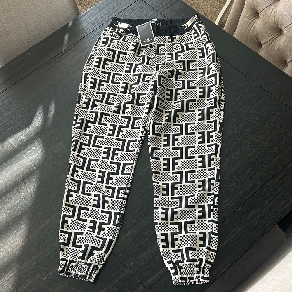 Black & White Geometric Jogger Pants